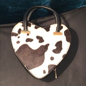 Cow print heart bag